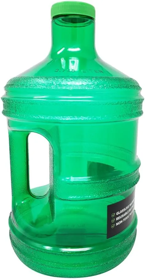1 Gallon Leak-Proof BPA Free Reusable Plastic Drinking Water Big Mouth Bottle Jug Container with Holder Drinking Canteen