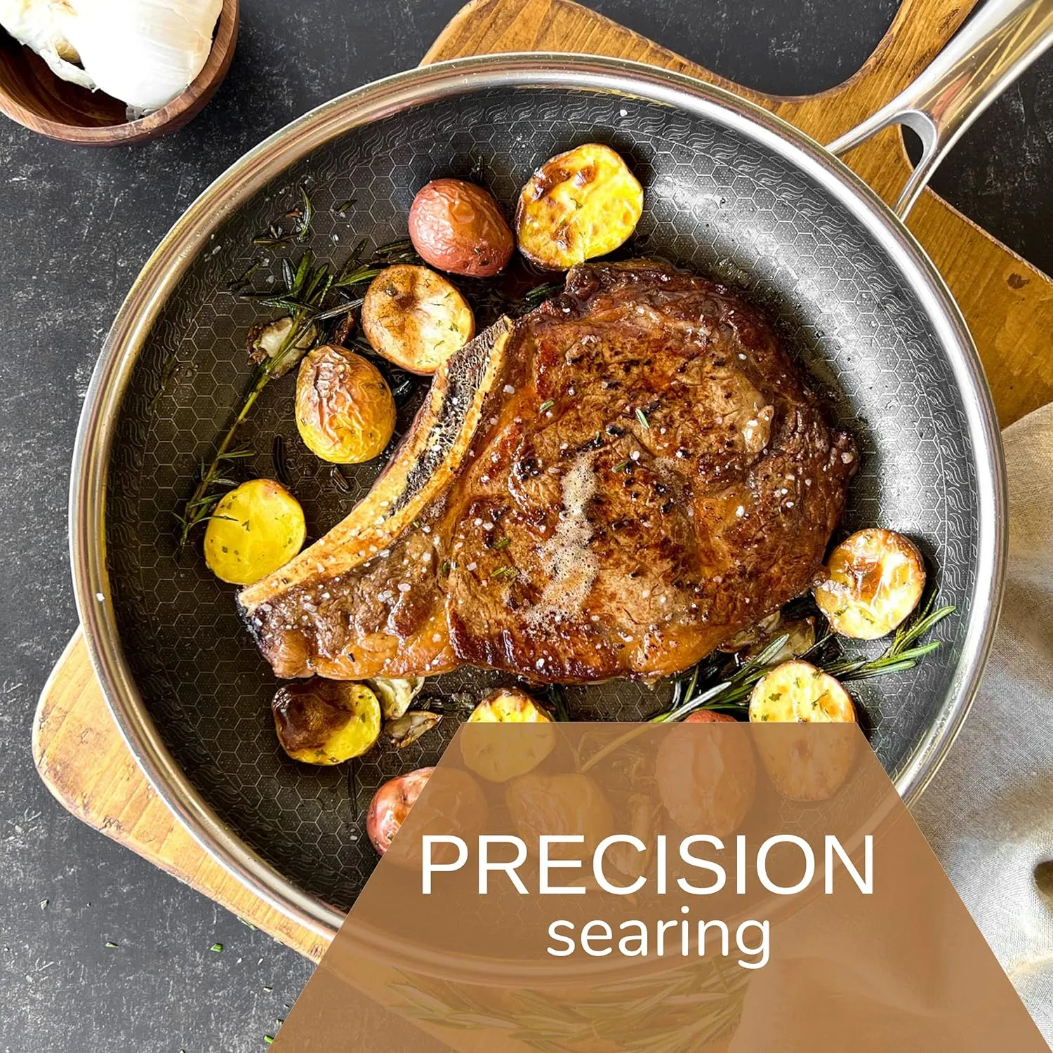 11 Inch Hexagon Surface Hybrid Stainless Steel Frying Pan
