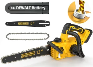 12 Inch Brushless Electric Chainsaw Cordless, for Dewalt Battery 20V, Compact Chainsaw with 44.3 FT/S Powerful Cutting, Auto Oiler Low Kickback Battery Powered Chain Saw for Tree Trimming Wood Cutting