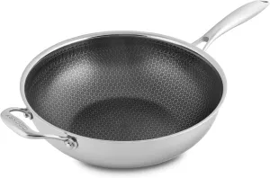 12 Inch Honeycomb Surface Hybrid Stainless Steel Wok