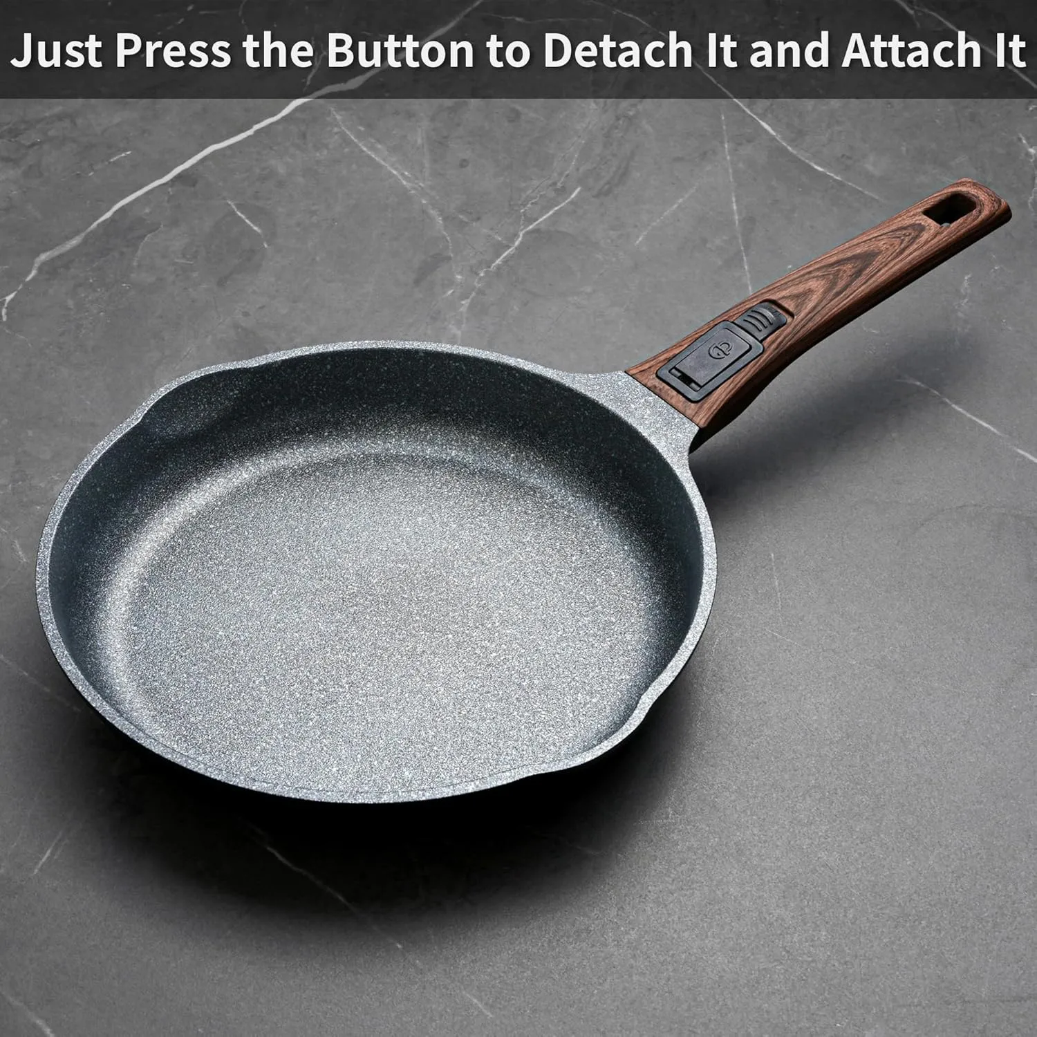 12.5 Inch Smart Nonstick Frying Pan with Removable Handle,Cast Aluminum and Anti-Scratch Chef's Pan,Compatible with All Stovetops,Dishwasher and Oven Safe