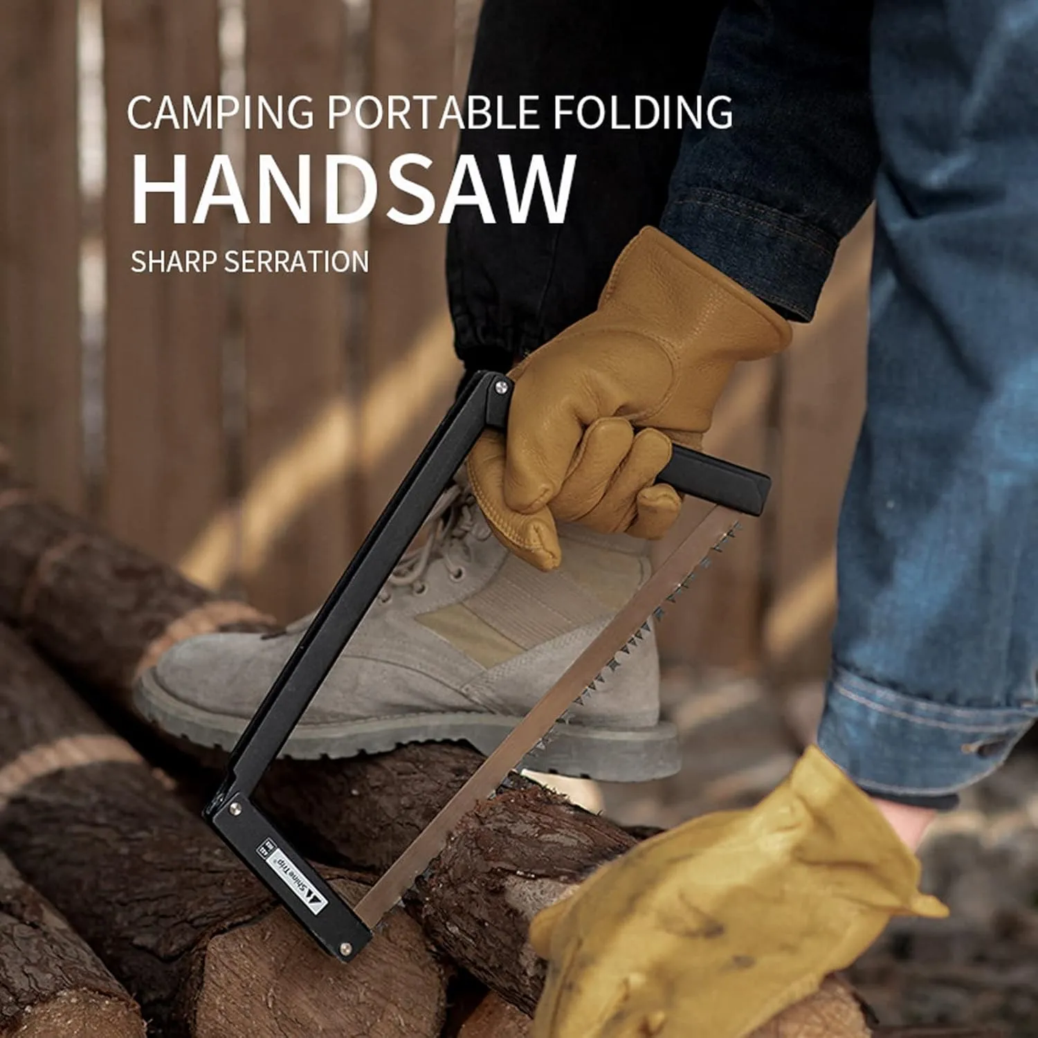 13 inch Folding Bow Saw with Storage Bag, Portable Multifunctional Rectangular Garden Bucksaw for Outdoor Camping Survival Woodworking-Aaw Blade