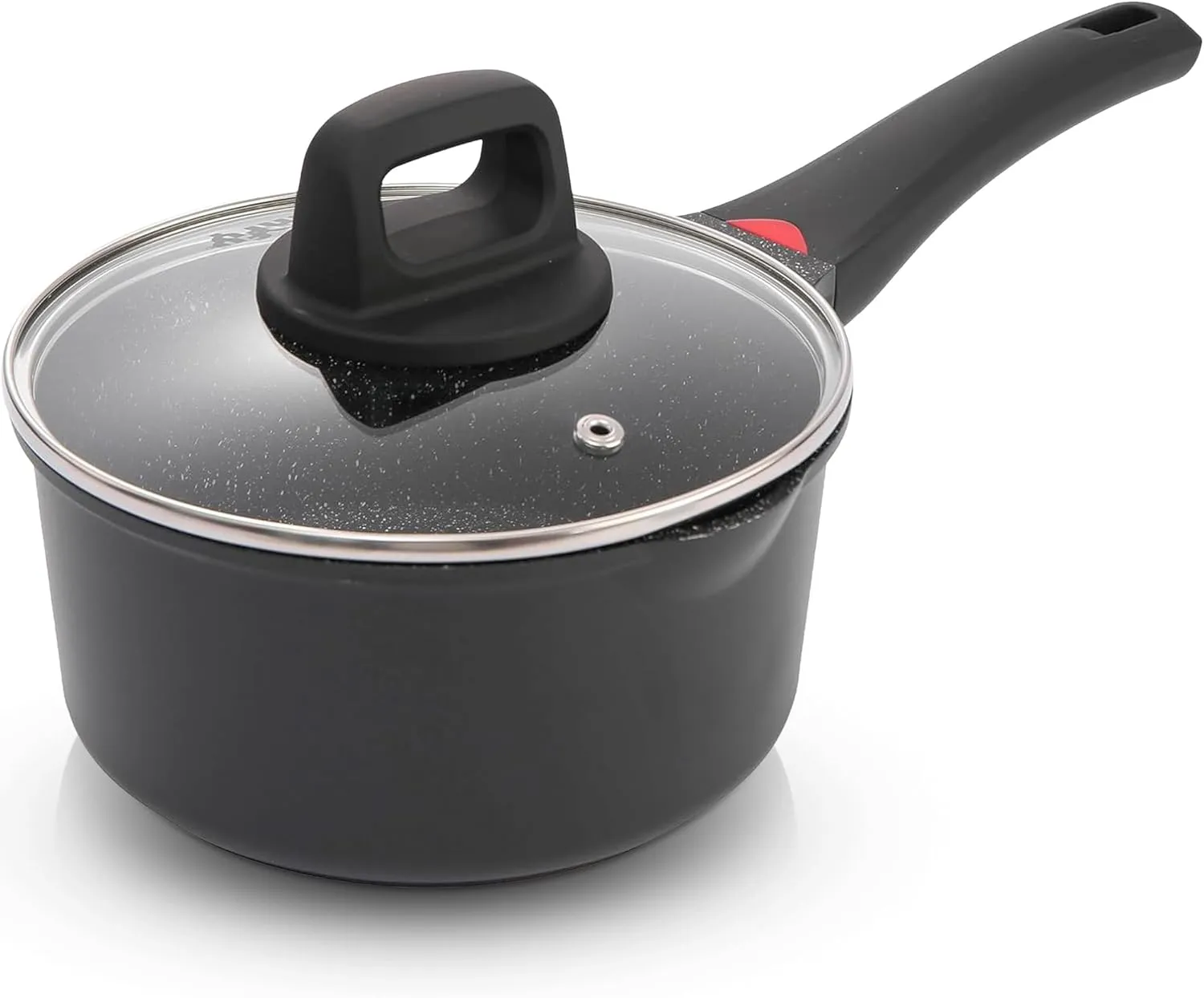 1.3 Quart Sauce Pan with Glass Lid - 6.2 Inch, Non-Stick Ceramic Coating, Induction Compatible, Even Heating - Easy Clean, Non-Toxic, Soft Cool Handle by Cainfy