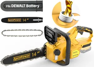 14 Inch Brushless Electric Chainsaw Cordless for Dewalt 20V Battery, Compact Chainsaw with Auto Oiler, Low Kickback, Battery Powered Chain Saw for Tree Trimming, Storm Clean-Up, Wood Cutting, Pruning
