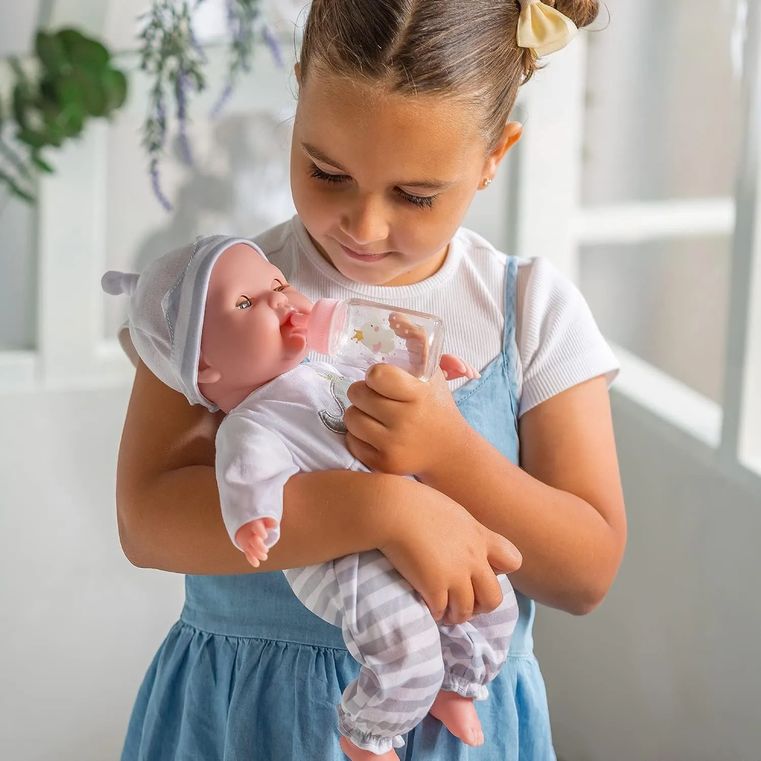 15" Realistic Soft Body Baby Doll with Open/Close Eyes | JC Toys - Berenguer Boutique | Bottle & Pacifier | Grey | Ages 2 