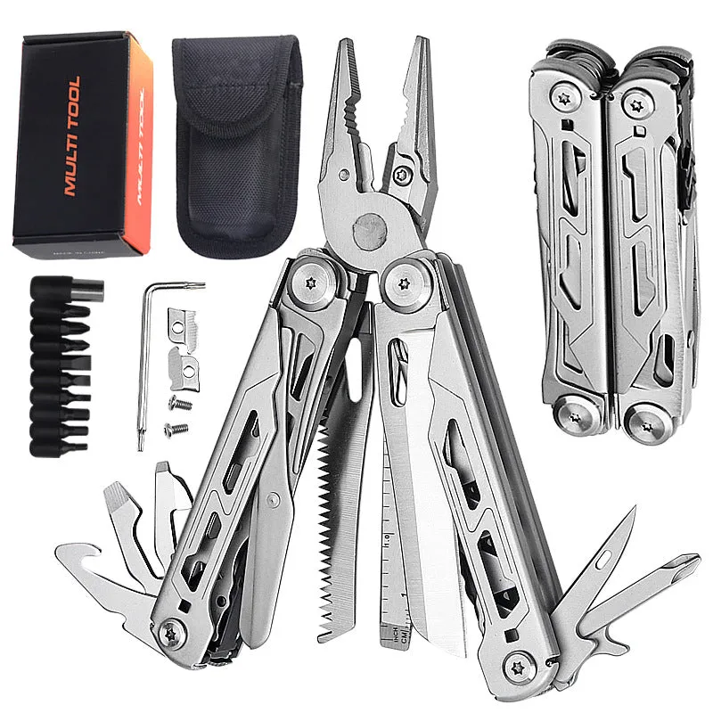 19 in 1 Multifunctional Pliers Outdoor Home Compact Portable Emergency Folding Knife Pliers Wrench Tool Car Portable Pliers Tool