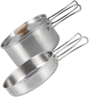 1set Folding Handle Camping Pot Multi-Functional Cooking Utensil for Outdoor Use Wear-Resistant Frying Pan for Omelets Steaks and More for Camping and Hiking