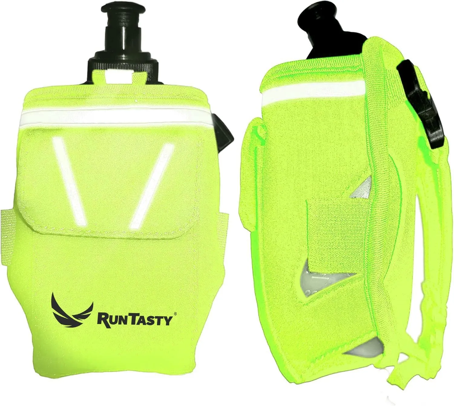 2-in-1 Running Fun – Handheld 12 Oz Water Bottle & Running Belt Add-On – No-Grip Design, Straps on Hand & Slides on Belt, Waterproof Pocket for Money, Keys, Gels – Maximize Time, Freedom & Health