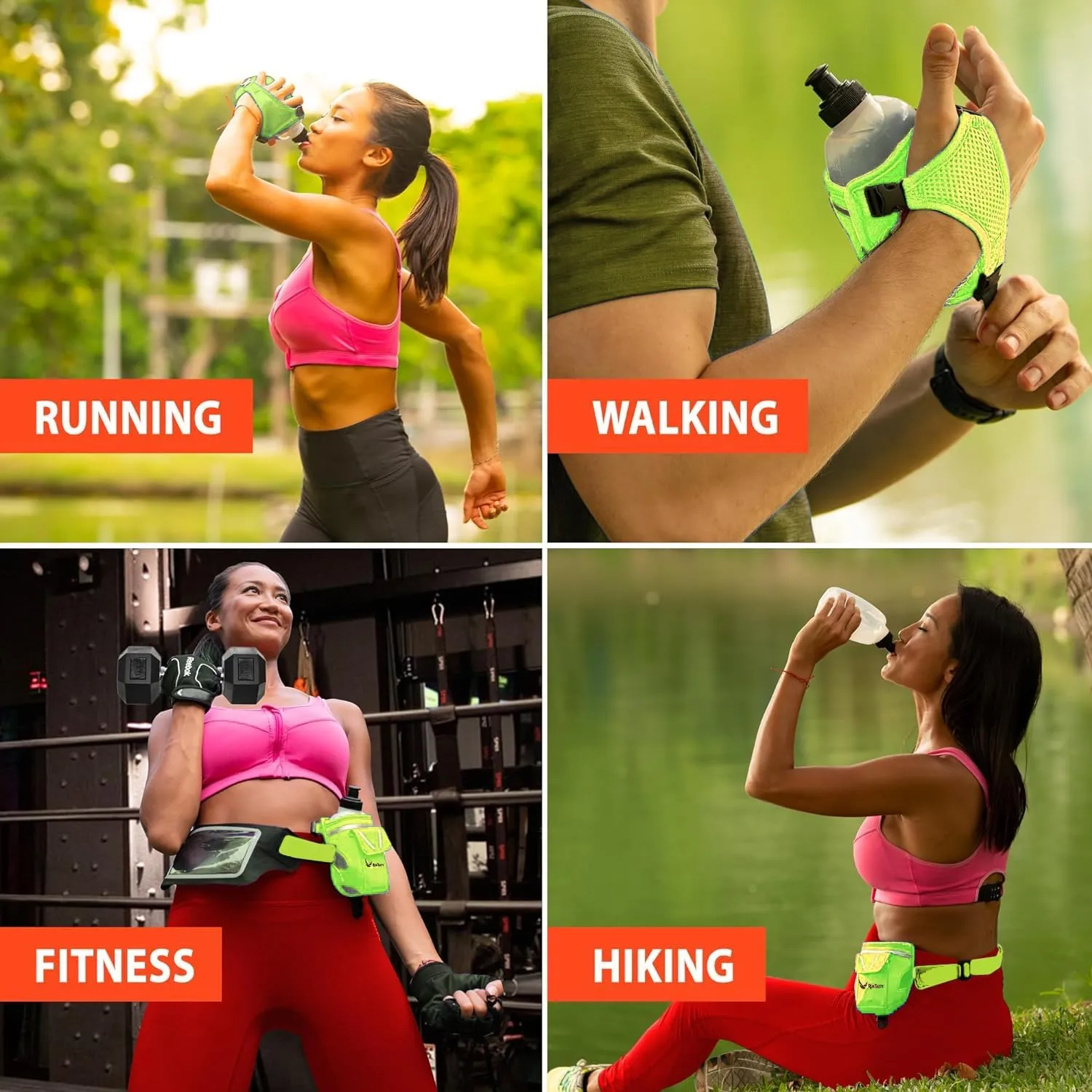 2-in-1 Running Fun – Handheld 12 Oz Water Bottle & Running Belt Add-On – No-Grip Design, Straps on Hand & Slides on Belt, Waterproof Pocket for Money, Keys, Gels – Maximize Time, Freedom & Health