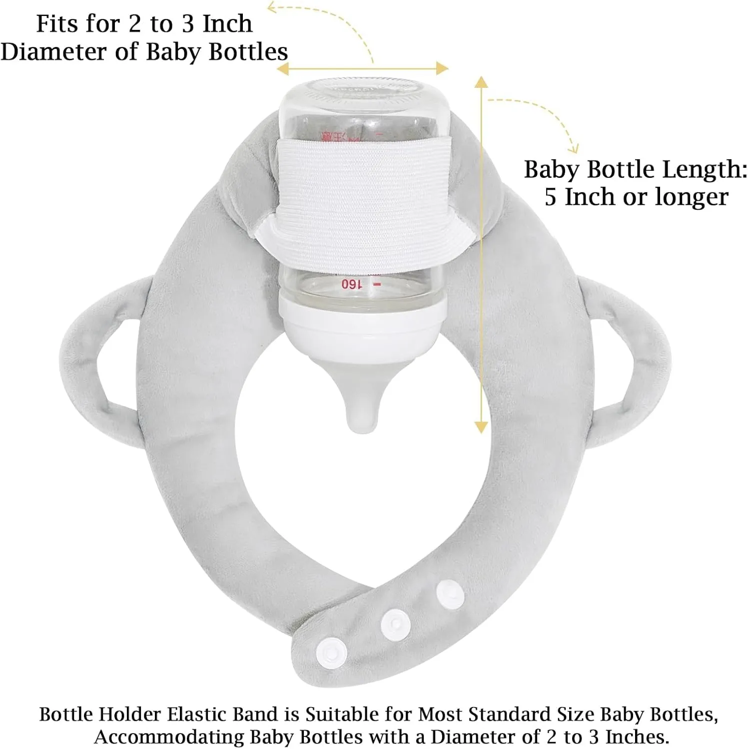 2 Pack Baby Bottle Holder, Infant Bottle Holder,Twin Nursing Pillow，Bottle Propper for Baby, Newborn Baby Essential（Gray）