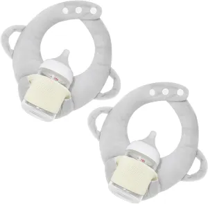 2 Pack Baby Bottle Holder, Infant Bottle Holder,Twin Nursing Pillow，Bottle Propper for Baby, Newborn Baby Essential（Gray）