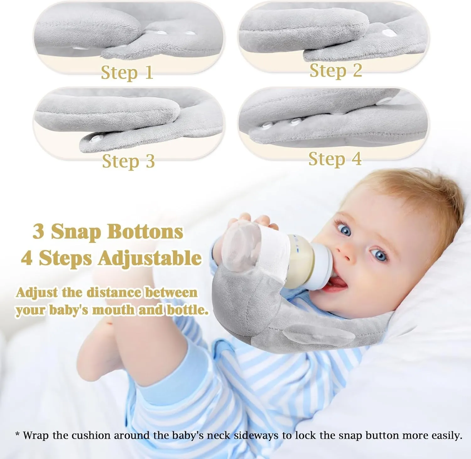 2 Pack Baby Bottle Holder, Infant Bottle Holder,Twin Nursing Pillow，Bottle Propper for Baby, Newborn Baby Essential（Gray）