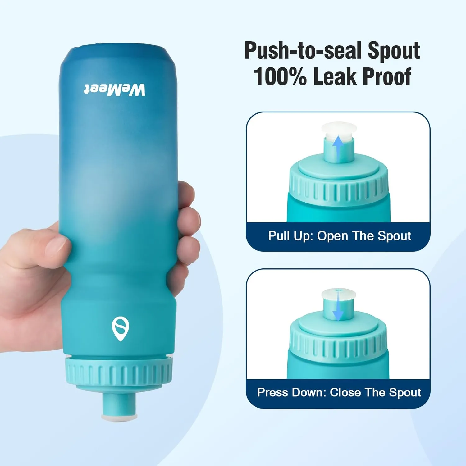 2-Pack Bike Water Bottle with Bite Valve, BPA Free, Fits Most Bike Cages, for Hiking, Bicycle Squeeze Sport Water Bottle for Riding, Hiking (Black & Green Blue, 32oz)