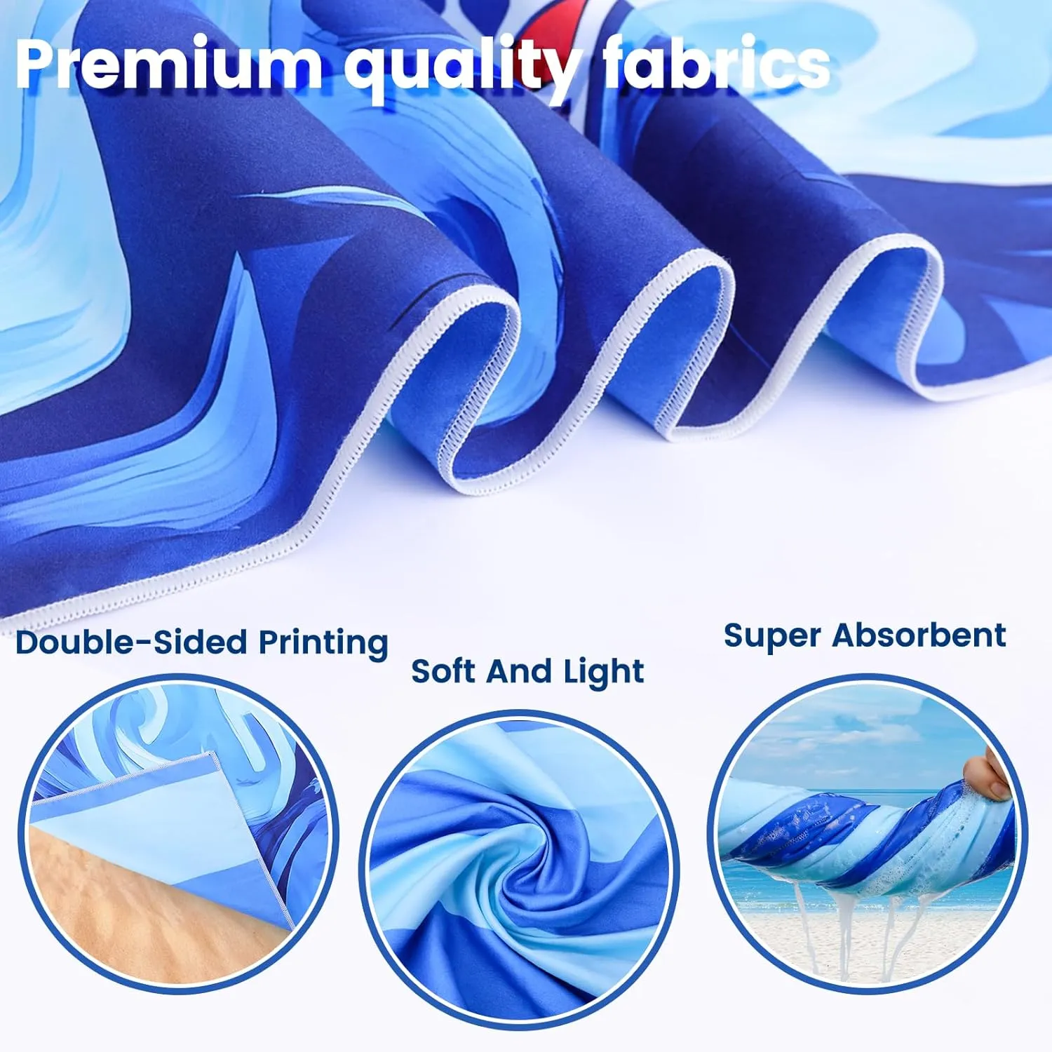2 Pack Microfiber Quick Dry Beach Towels, 71"x39" Oversized Thin Lightweight Super Absorbent Compact Towel in a Gift Box for Travel, Swim Pool, Yoga, Camping. Vacation Gift（Turtle & Wave）