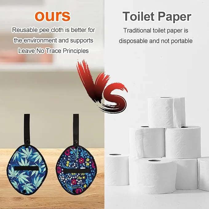 2 Pack Pee Cloth, Reusable Pee Rag for Women who Pee Outdoors, Reusable Absorbent Wipes,Eco alt. to Toilet Paper, Female Urination Solution for Camping, Hiking Backpacking
