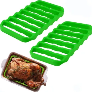2 Pack Silicone Roasting Racks Non Stick Easy-Clean Cooling Rack for Cooking Baking Steaming (2pack-green)