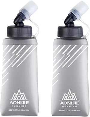 2 Pack Soft Flasks TPU Collapsible Foldable Water Bottles for Hydration Pack Running Cycling (B#250ml Soft Flask)