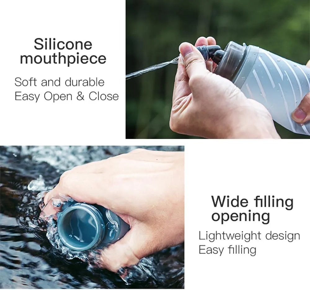 2 Pack Soft Flasks TPU Collapsible Foldable Water Bottles for Hydration Pack Running Cycling (B#250ml Soft Flask)