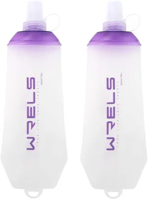 200ml/350ml/500ml Collapsible Soft Flask,BPA Free Folding Soft Water Bottle with Hanging Ring,Lightweight TPU Hydration Flask for Running Marathon Cycling Hiking(500ml-2 Packs)