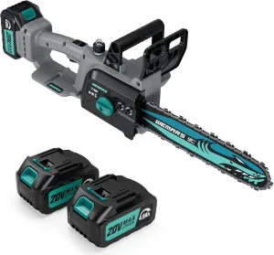 20V Brushles Cordless Chainsaw 12-Inch Lightweight Battery Powered Chainsaw Compact Pruning Electric Chainsaw 4.0AH Lithium-ion 2 Kit-Batteries for Wood Cutting,Garden Tree,Branch Pruning