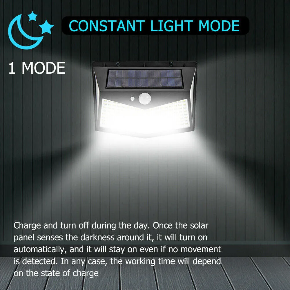 212 LED Solar Powered PIR Motion Sensor Light Garden Outdoor Security Lights