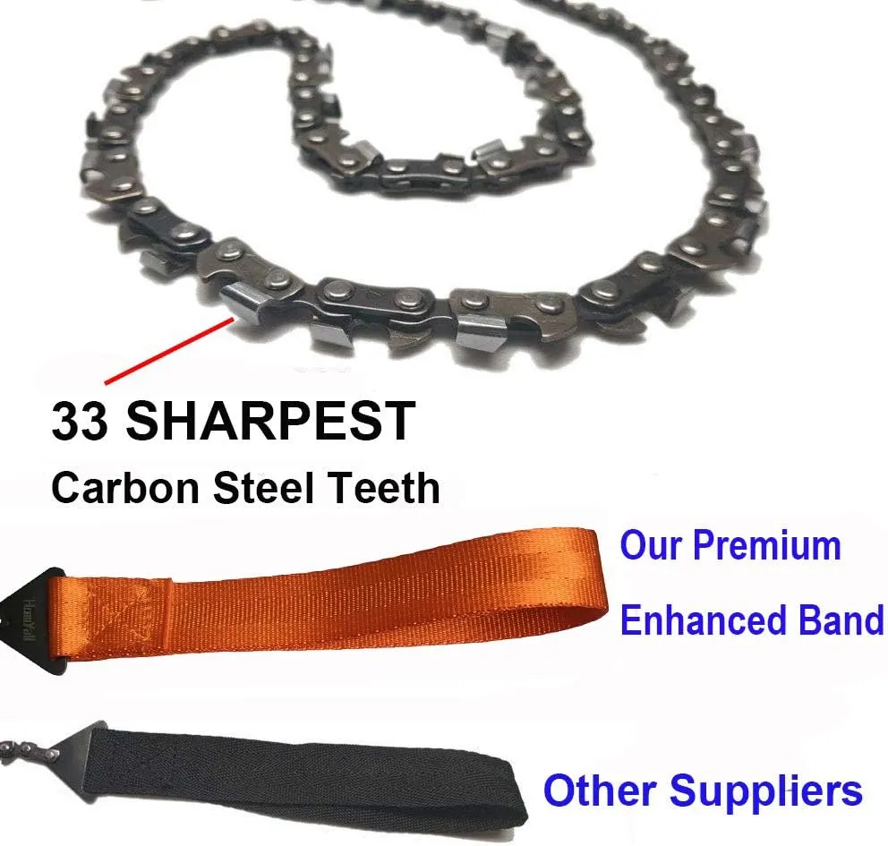 24" Pocket Chainsaw 3X Faster with Cutting Blade ON Every Link-Best Pocket Saw for Wood Cutting Outdoor Hiking Camping Survival Gear Garden Work with Pouch- Bonus Front Snap Carrying Case