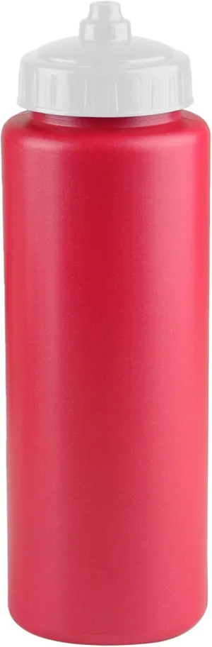 25-Pack, 32 oz Water Bottles, BPA Free Squeeze Bottle, Red Water Bottle with White Lid, Made in USA by Gary Plastic Packaging