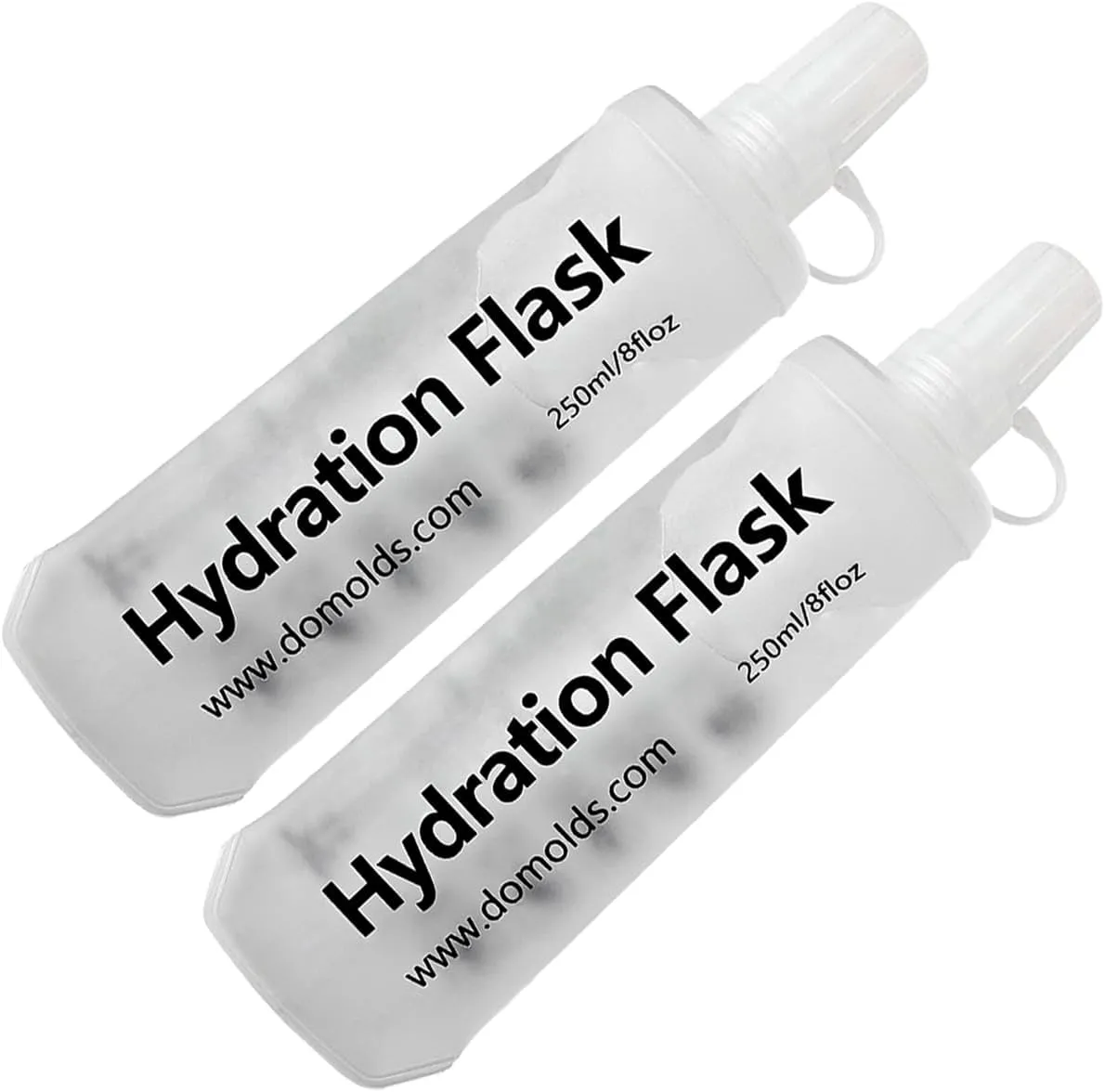 250ml Soft Flask Collapsible Soft Water Bottle for Running, Hiking, Travelling, Cycling and Climbing - 2Pcs White