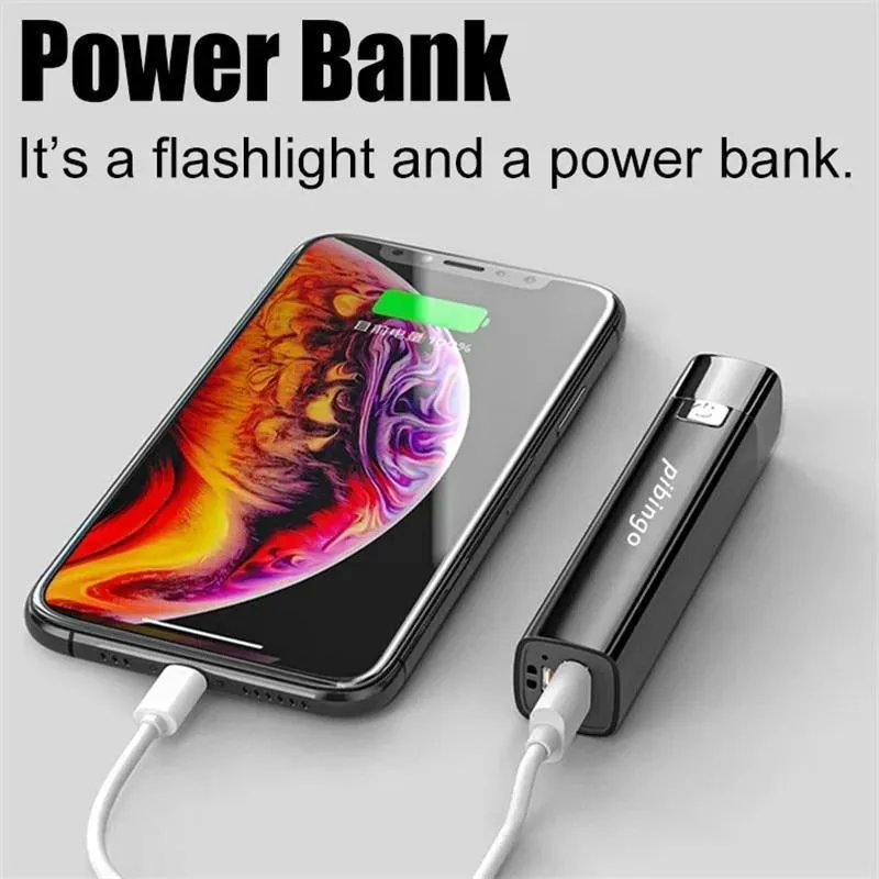 2PCS 60000Lm Mini Power Bank LED Tactical Flashlight and Sensor LED Headlight