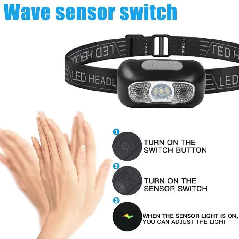2PCS 60000Lm Mini Power Bank LED Tactical Flashlight and Sensor LED Headlight