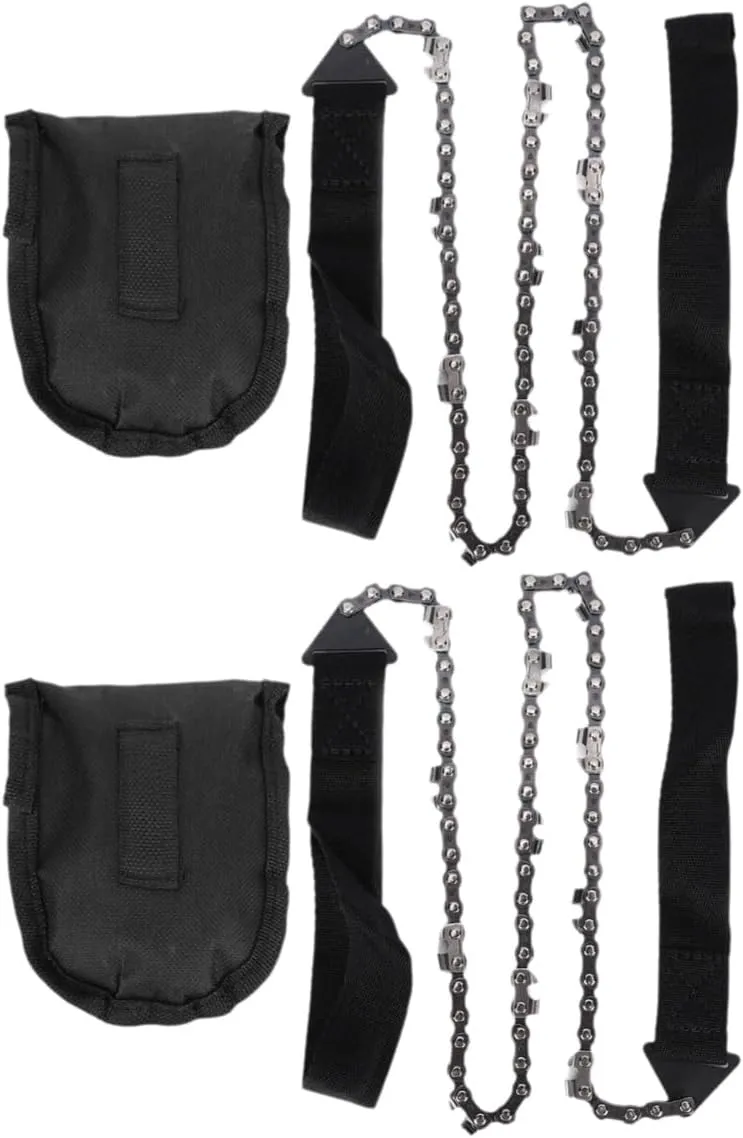 2PCS Pocket Chainsaw, Rope Chain Saw Hand Chain Saw Survival Chain Saw Wood Cutting Hand Saw with Storage Bag for Camping Hunting Hiking