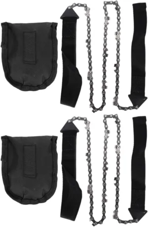 2PCS Pocket Chainsaw, Rope Chain Saw Hand Chain Saw Survival Chain Saw Wood Cutting Hand Saw with Storage Bag for Camping Hunting Hiking