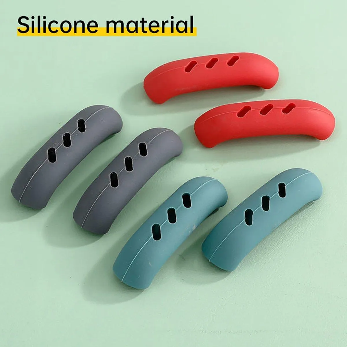 2pcs Silicone Pan Handle Covers Heat Resistant Anti-Ironing Wok Ear Insulated
