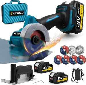 3” Mini Circular Saw, Multifunctional Metal Cutting Saw, Cordless Chop Saw with 2 x 4.0Ah Battery & Cut Off Wheels, Cut Off Tools for Tiles, Woodworking, Soft Metal, Plastic