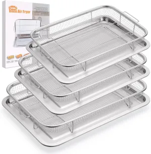 3 Pack Air Fryer Basket for Oven, Large Air Fryer Basket and Tray Stainless Steel Oven Air Fryer Pan Rack for Cooking Baking and Broiling,18.7"x12.8"15.7"x11.8"x12.8"x9.6"