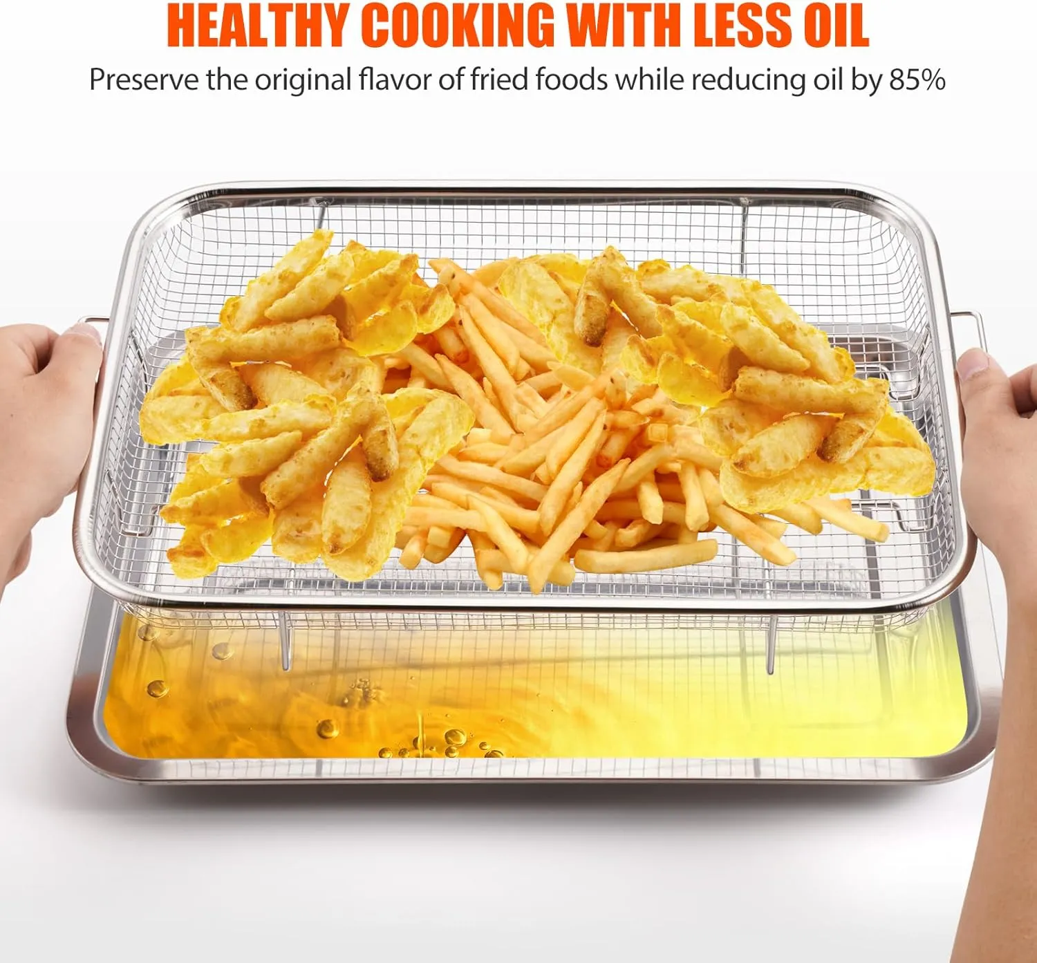 3 Pack Air Fryer Basket for Oven, Large Air Fryer Basket and Tray Stainless Steel Oven Air Fryer Pan Rack for Cooking Baking and Broiling,18.7"x12.8"15.7"x11.8"x12.8"x9.6"