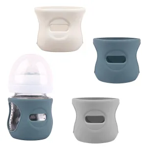 3 Pack Silicone Sleeves for Avent Natural Glass Baby Bottles, Anti Breakage Baby Bottle Holder, Compatible Philips Avent Glass Natural Baby Bottle 4 oz(Grey Dark Blue Apricot)
