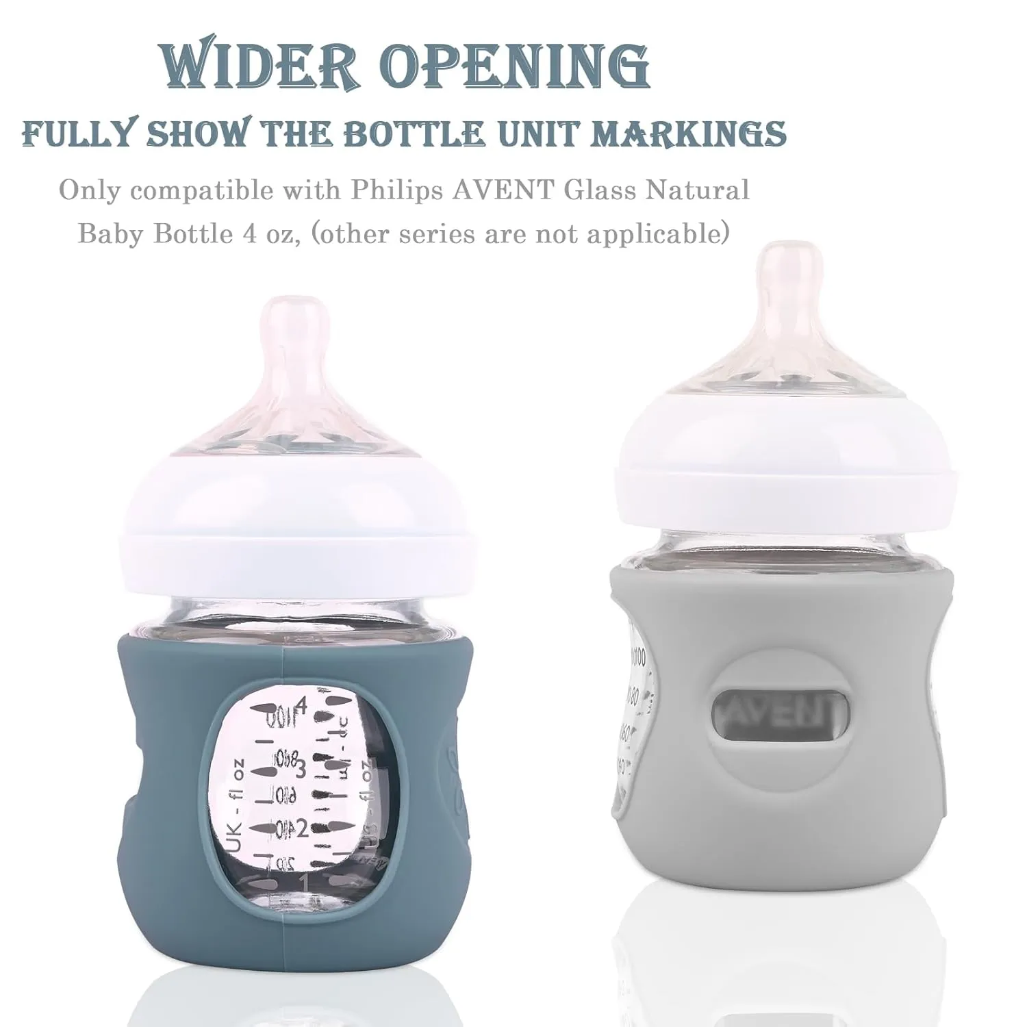 3 Pack Silicone Sleeves for Avent Natural Glass Baby Bottles, Anti Breakage Baby Bottle Holder, Compatible Philips Avent Glass Natural Baby Bottle 4 oz(Grey Dark Blue Apricot)