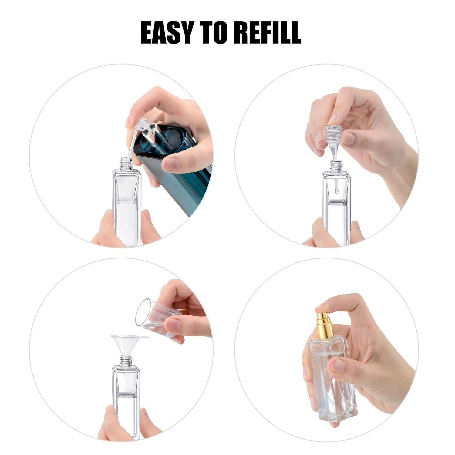 30 ml Glass Spray Bottle, 1 oz Perfume Bottles Empty, Glass Atomizer, Small Travel Atomizer Bottle Refillable (6 PCS, Black)