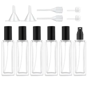 30 ml Glass Spray Bottle, 1 oz Perfume Bottles Empty, Glass Atomizer, Small Travel Atomizer Bottle Refillable (6 PCS, Black)
