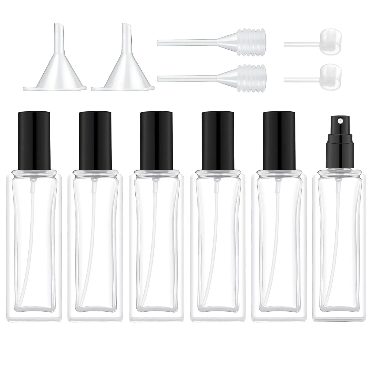 30 ml Glass Spray Bottle, 1 oz Perfume Bottles Empty, Glass Atomizer, Small Travel Atomizer Bottle Refillable (6 PCS, Black)