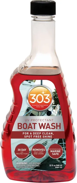 303 Products Marine Boat Wash with UV Protectant - For A Deep Clean, Spot Free Shine - 30 Day UV Protection - Removes Salt, Dirt, And Grime - 32 fl. oz. (30586)