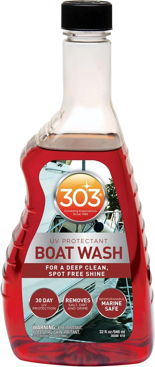 303 Products Marine Boat Wash with UV Protectant - For A Deep Clean, Spot Free Shine - 30 Day UV Protection - Removes Salt, Dirt, And Grime - 32 fl. oz. (30586)