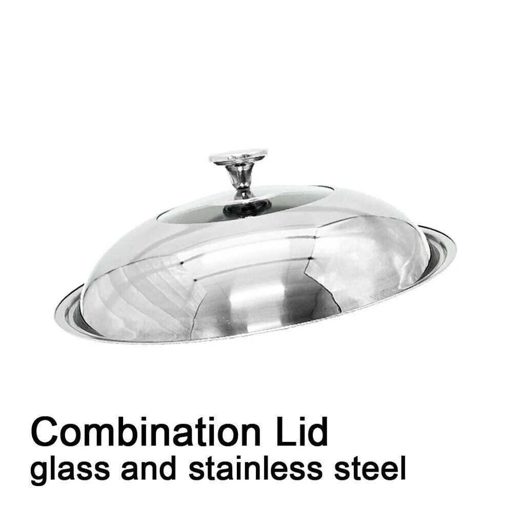 32cm 316 Stainless Steel Non-Stick Stir Fry Cooking Kitchen Wok Pan with Lid Hon