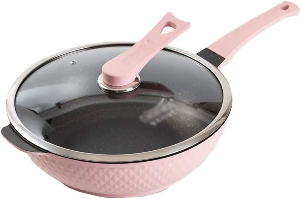 32CM Maifan Stone Wok Non-Stick Frying Pan Oil-Free Smoke Pot with Gas Induction Cooker Universal(Black-JoJo's Bizarre Adventure1)