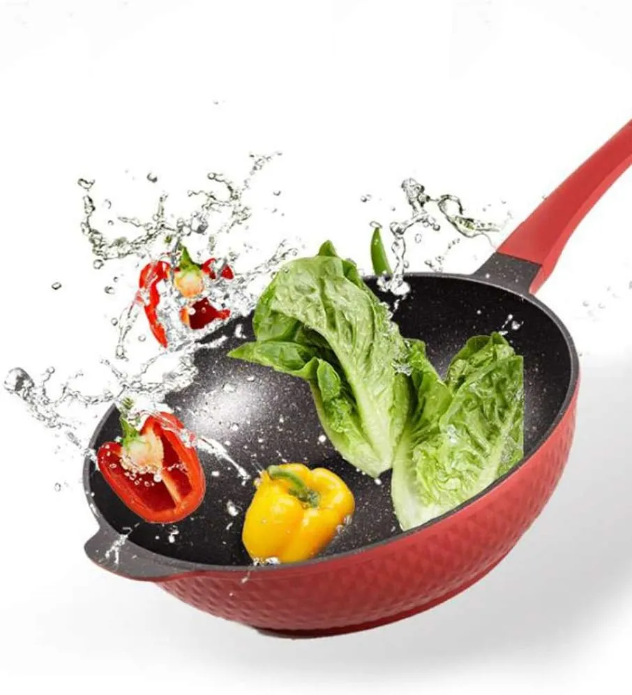 32CM Maifan Stone Wok Non-Stick Frying Pan Oil-Free Smoke Pot with Gas Induction Cooker Universal(Black-JoJo's Bizarre Adventure1)
