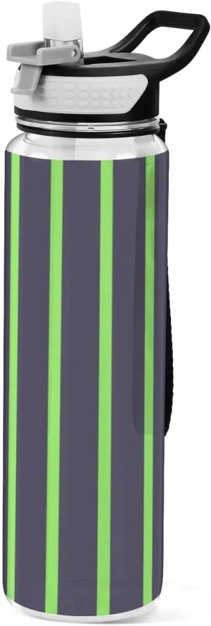 32oz Black Green Simple Stripe Water Bottle with Carry Tritan Leak Proof & BPA Free non toxic Water Jugs for Yoga Collapsible