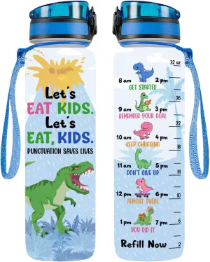34HD 32oz Dinosaur Water Bottle with Time Marker, BPA Free Water Bottle with Fruit Strainer, Funny Mamasaurus Gifts, T Rex Mom Bottle, Cute Dino Hydration Bottle