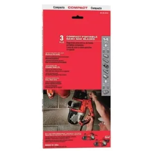 35-3/8-Inch 14 TPI Compact Portable Band Saw Blades – Fits for Milwaukee 48-39-0519 – 3-Pack High-Speed Steel Blades for Thick Metal and Pipe Cutting