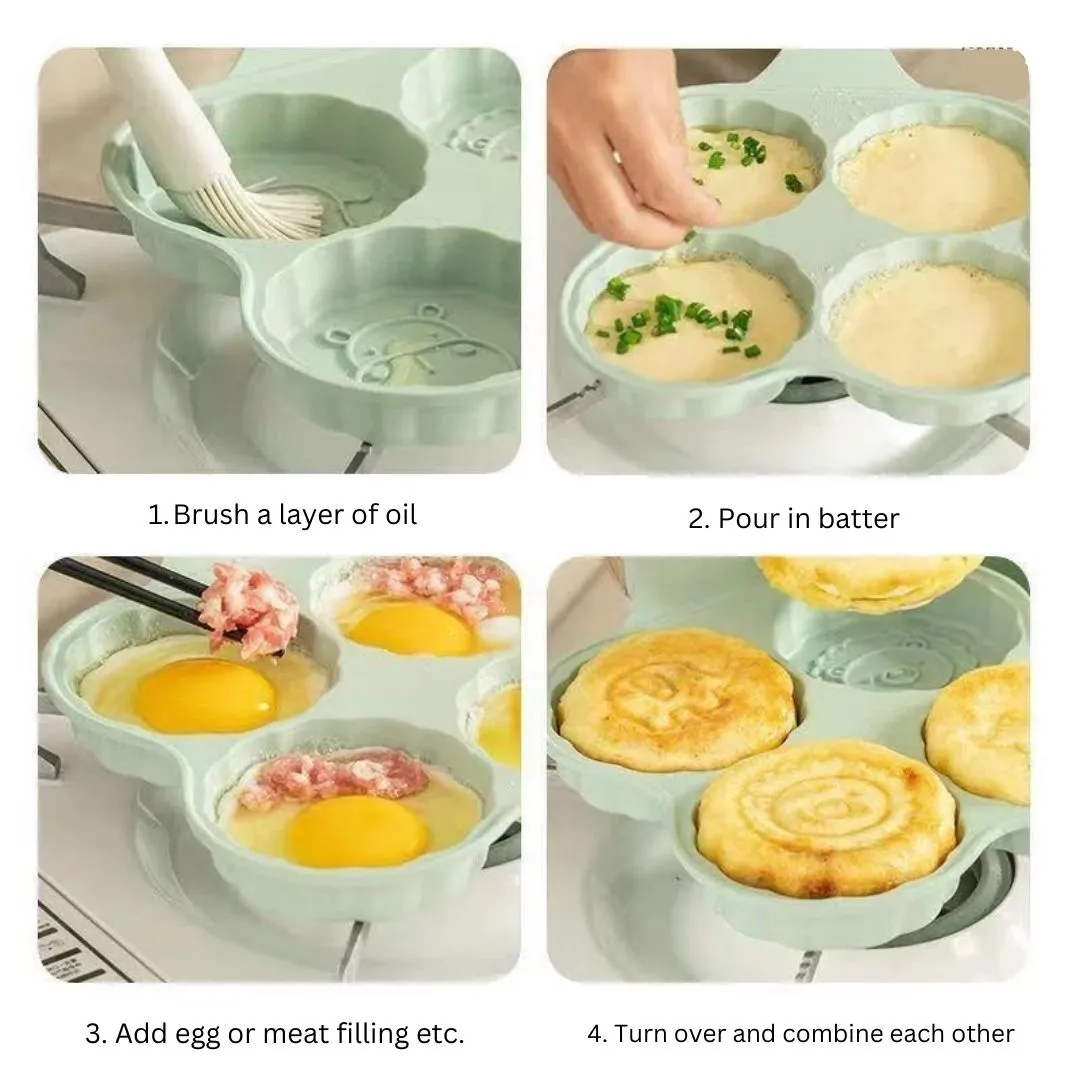 4 Hole Non-Stick Pan Cake Pan | Egg Fry Roasting Pan
